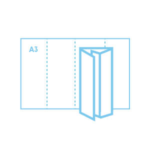 roll fold folded leaflet diagram in light blue